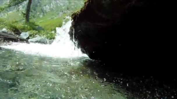 Caméra sous-marine en ruisseau de montagne — Video