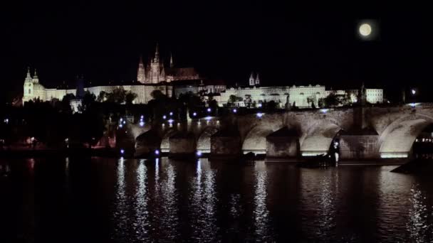 夜のプラハ — ストック動画