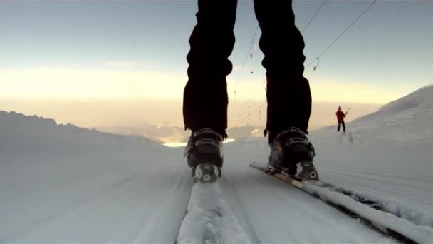 Riding a ski lift — Stock Video