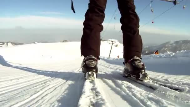 Riding a ski lift — Stock Video