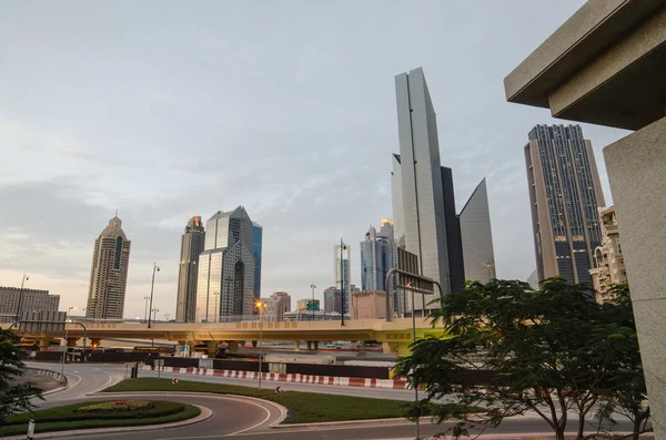 Downtown Dubai a naplementében — Stock Fotó