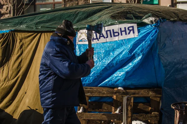 Maidan protester på 31 januari 2014 i kiev, Ukraina — Stockfoto
