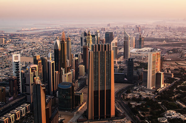 Downtown of Dubai (United Arab Emirates) in the early morning