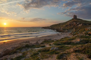 günbatımı san giovanni di sinis, Sardunya, İtalya