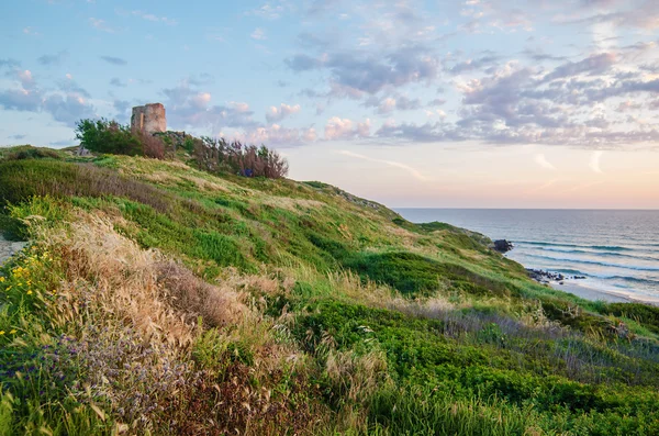 Günbatımı san giovanni di sinis, Sardunya, İtalya — Stok fotoğraf