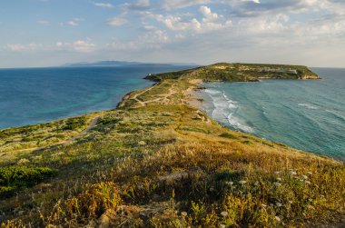 günbatımı san giovanni di sinis, Sardunya, İtalya.