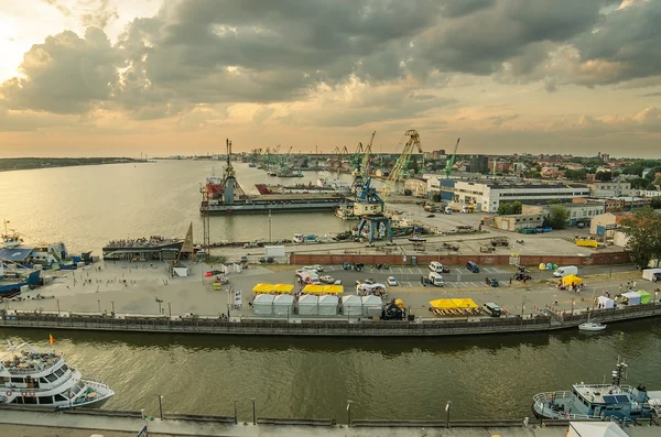 Aerial view to harbor of Klaipeda (Lithuania) — Stock Photo, Image