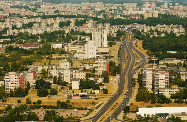 Veduta aerea di case prefabbricate di epoca sovietica a Vilnius, Lituania — Foto Stock