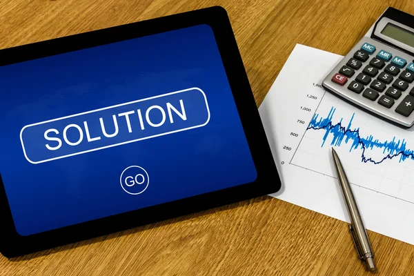 Solution on digital tablet — Stock Photo, Image