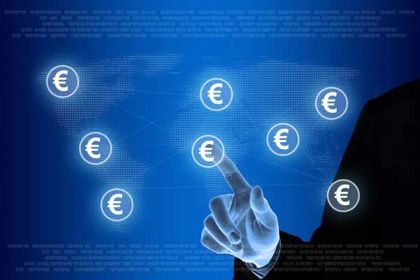Kézi toló euro valuta hálózat — Stock Fotó