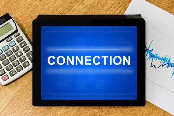 Connection word on digital tablet — Stock Photo, Image