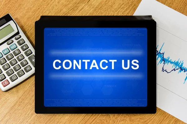 Contact us word on digital tablet — Stock Photo, Image