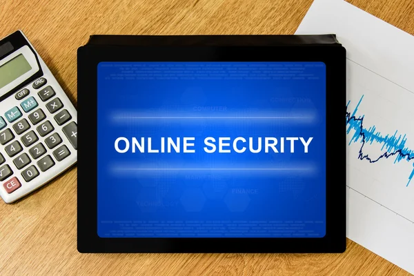 Online security word on digital tablet — Stock Photo, Image
