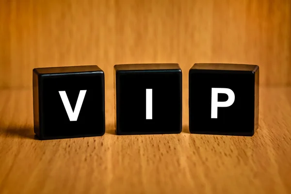 VIP vagy nagyon fontos személy a szó a fekete blokk — Stock Fotó