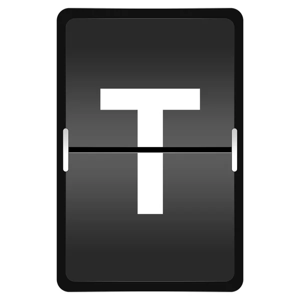 Flipboard bokstaven T från en rad flygplats tidtabell — Stockfoto
