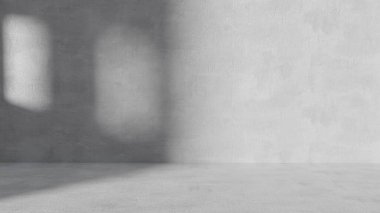 Gölgeler beyaz çimento yüzey arkaplanını süpürür 3d oluşturur.