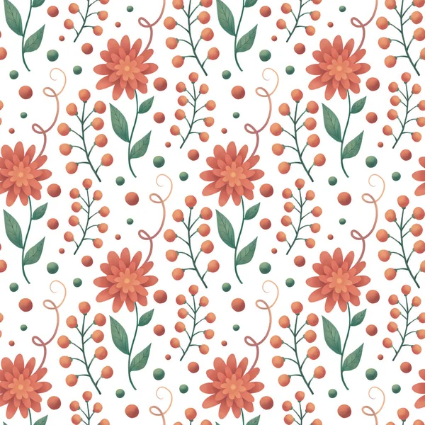 Tatilinizde süslemek için çiçek ve çiçek içeren dijital kağıt. Beyaz arkaplanda pürüzsüz desen.