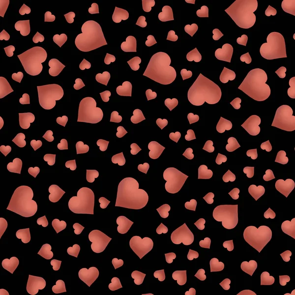 Цифровая бумага с сердечками и цветами для украшения праздников. Бесшовный рисунок на черном фоне. — стоковое фото