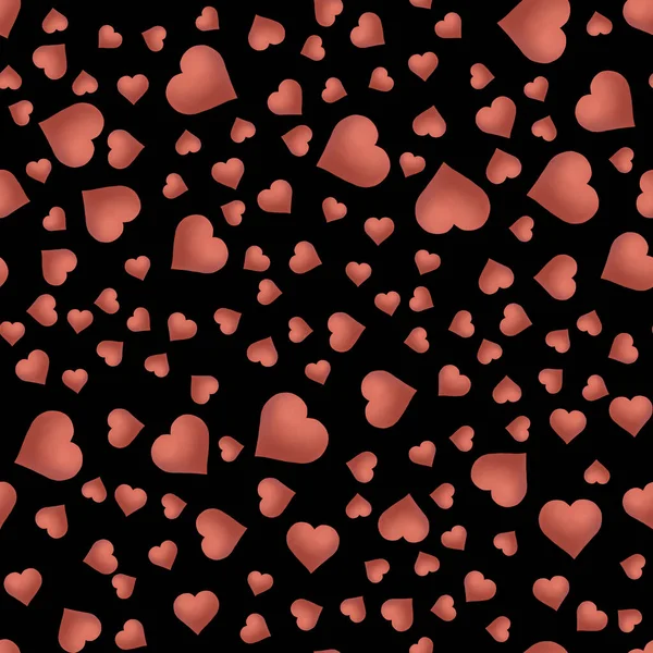 Papel digital con corazones y flores para decorar tus vacaciones. Patrón sin costuras en el fondo negro. — Foto de Stock