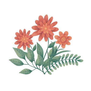 Dekoratif çiçek unsurları olan bir buket. Beyaz arka planda izole edilmiş. Resimlerin ince kenar işlemesi.