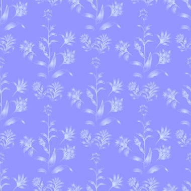 Mor çiçeklerle kusursuz desen. Chicory dekoratif çiçek deseni.