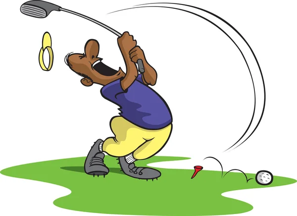 Goofy golfspeler whiffs — Stockvector