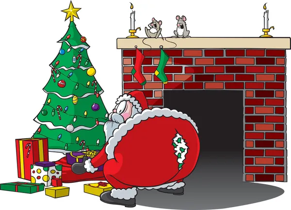 Weihnachtsmann reißt Hose auf — Stockvektor