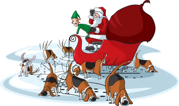 Beagles de Papai Noel — Vetor de Stock