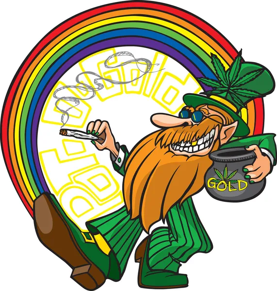 Pot-o-Gold Leprechaun — Stock Vector