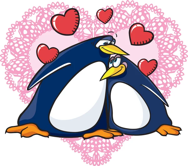 Valentin pingvinek — Stock Vector
