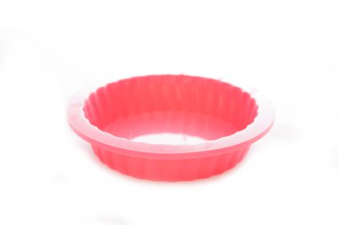 Yuvarlak silikon kek formu (Tart TIN). Beyaz izole