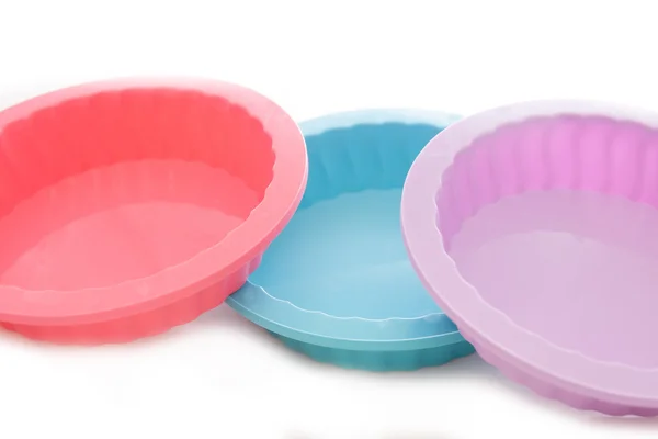 Yuvarlak silikon kek formu (Tart TIN). Beyaz izole