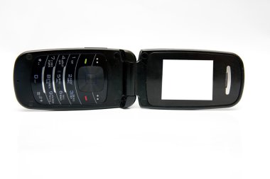 beyaz izole siyah cep telefonu