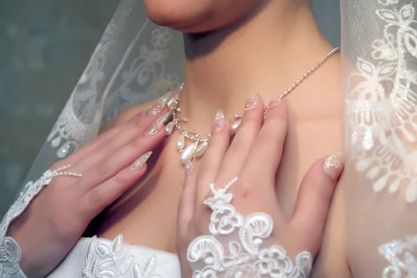 Necklace on a bride — Stock Photo, Image