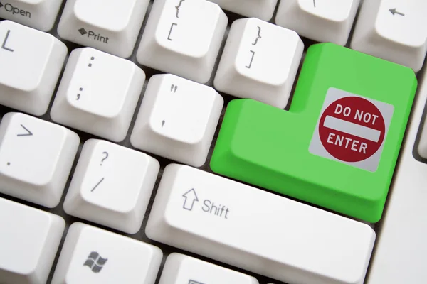 Keyboard with green do not enter button — Stock Photo, Image