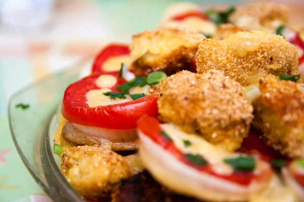 Batata frita e tomate — Fotografia de Stock