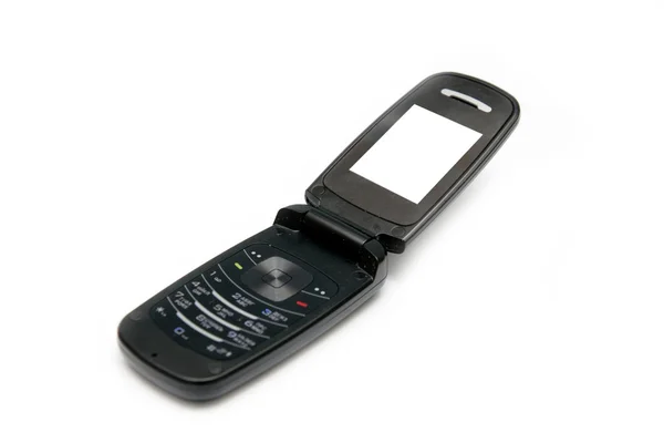 白で隔離される黒の携帯電話 — ストック写真