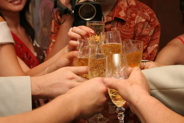 Människor anläggning glas champagne Stockfoto