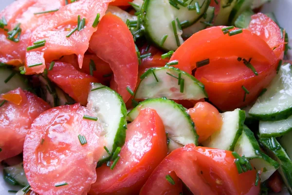 Fresh vegetable salad from tomatos and cucumbers Stock Photo