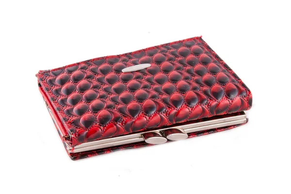 Kvinnliga röd handväska isolerad på vit — Stockfoto