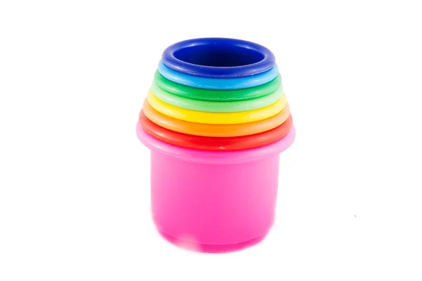 Cups to build a tower as toy for children on white — Stock Photo, Image