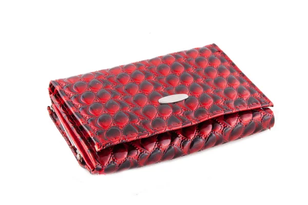 Kvinnliga röd handväska isolerad på vit — Stockfoto