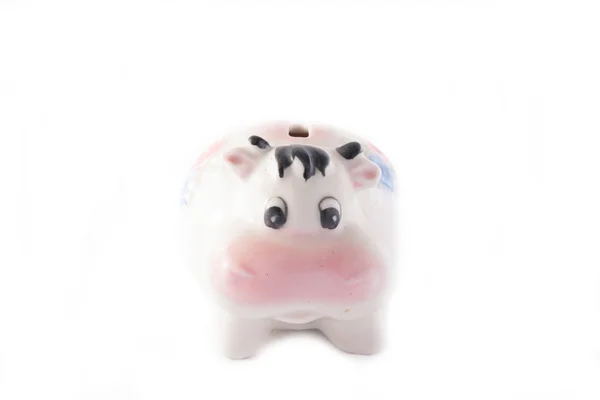 Funny colorful ceramic cow for collecting money — Stock Photo, Image