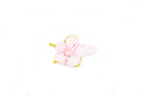 Girl pink hair pins flower — Stock Photo, Image
