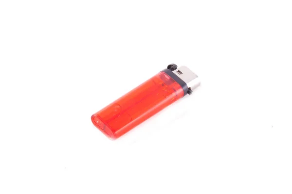 Red cigarette lighter. Isolated on white. — Stock Photo, Image