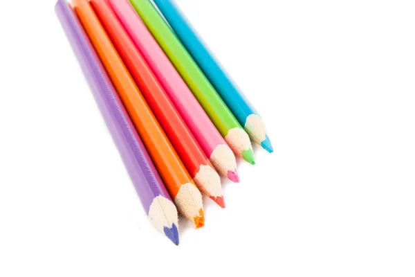 Colour pencils isolated on white background close up Stock Photo