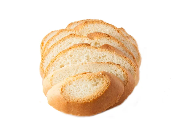 面食面包切片，在白色 — 图库照片