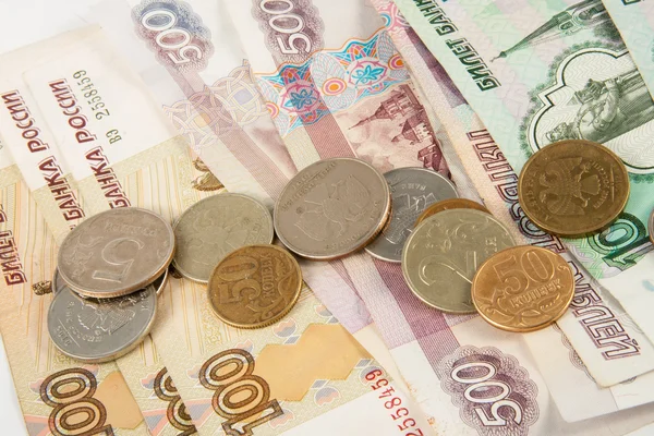 Bakgrund av tusendelar ryska sedlar Stockfoto