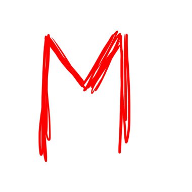 beyaz izole kırmızı harf m