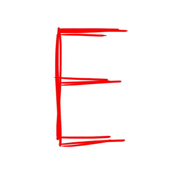 Letra vermelha E isolada em branco — Fotografia de Stock